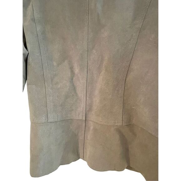Chico's Womens Gray Leather Button Front Blazer Jacket Size 3 - Picture 3 of 16